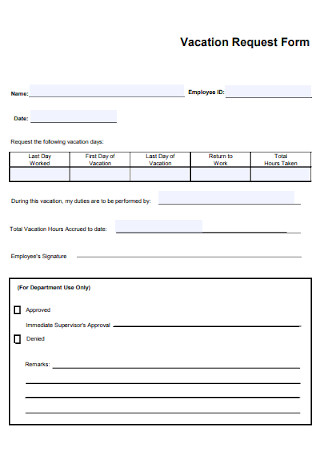 College Vacation Request Form