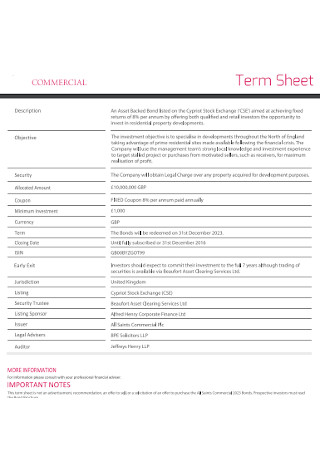 Commercial Term Sheet