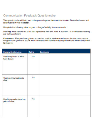Communication Feedback Questionnaire 