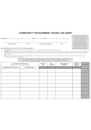 Community Involvement Log Sheet