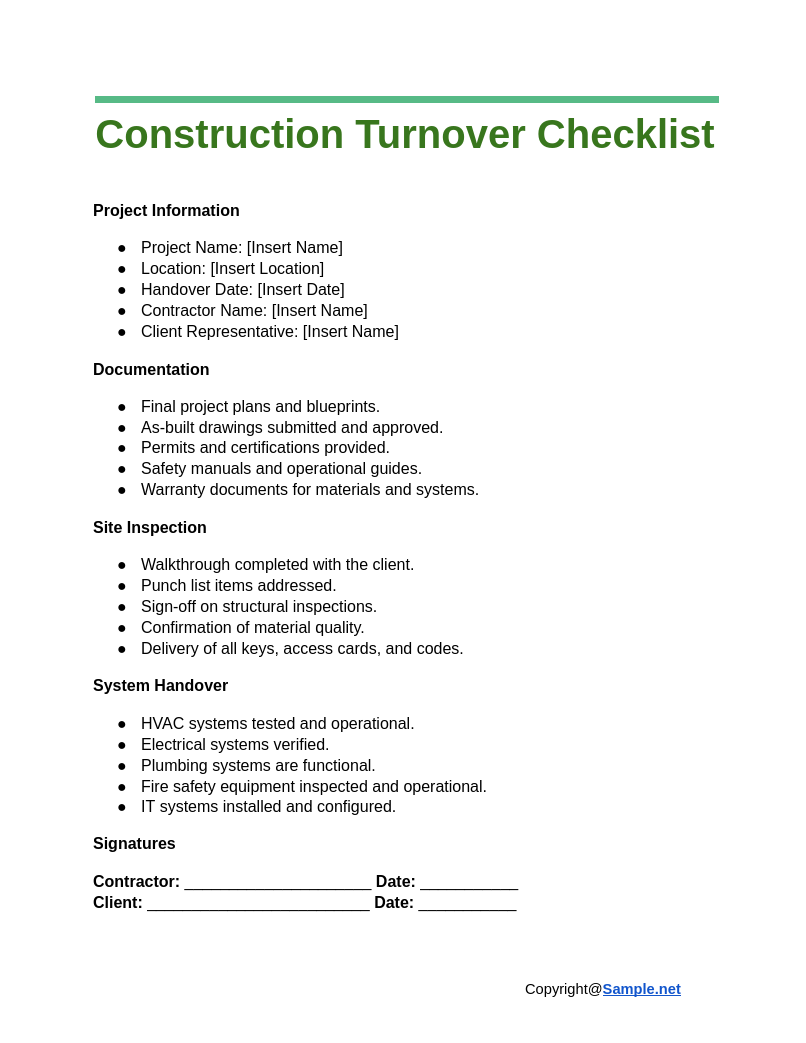 Construction Turnover Checklist Google Docs 11 15 2024 05 22 PM