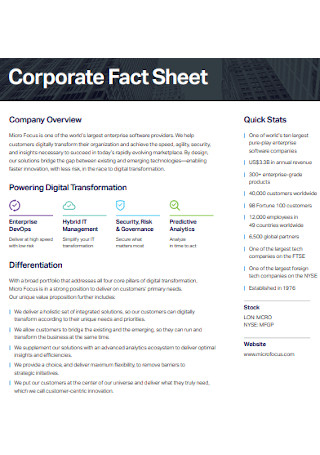 Corporate Fact Sheet