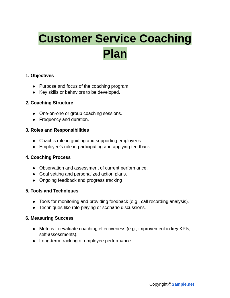 Customer Service Coaching Plan Google Docs 01 03 2025 04 14 PM