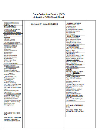 Data Collection Device Sheet