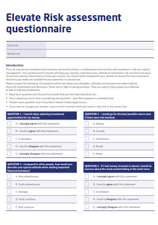 Elevate Risk Assessment Questionnaire