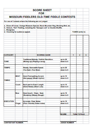 44+ SAMPLE Judging Score Sheet Templates in PDF | MS Word