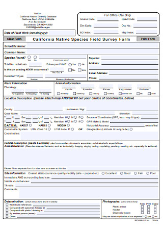 Field Survey Form Example