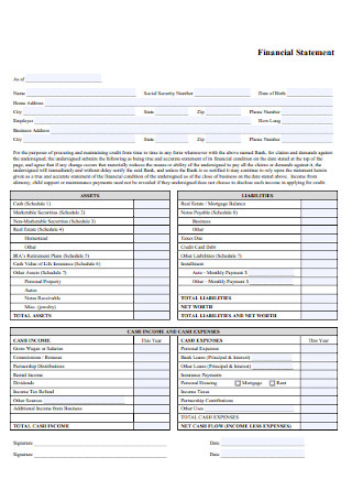 Financial Statement Format