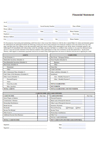 Financial Statement Format