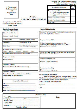 Formal Visa Application Form