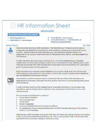 HR Information Sheet
