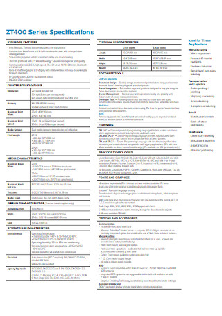 Industries Data Sheet Template
