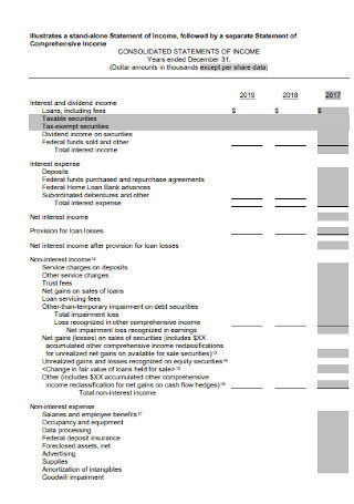 Institution Financial Statement