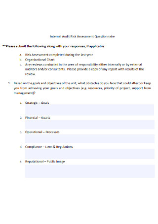 Internal Audit Risk Assessment Questionnaire 