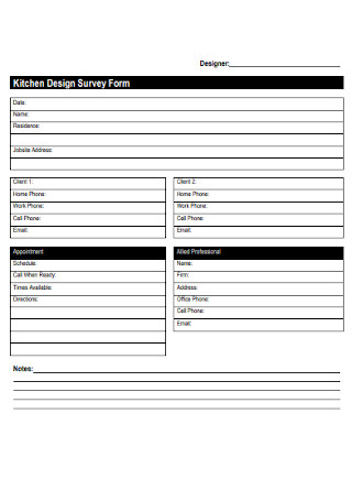 Kitchen Design Survey Form 