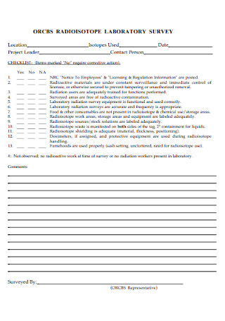 Laboratory Survey Form