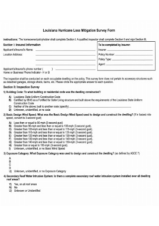 Mitigation Survey Form