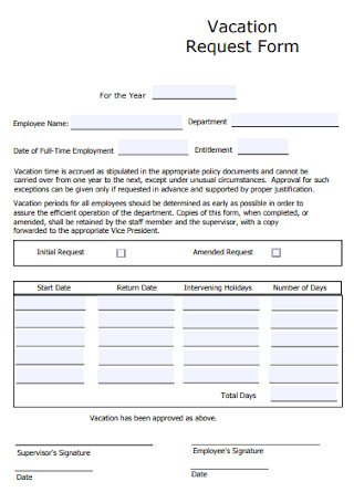 Office Vacation Request Form
