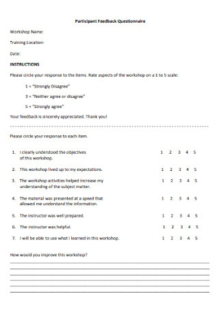 Participant Feedback Questionnaire