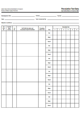 Percolation Test Data Sheet