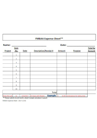 Printable Expense Sheet
