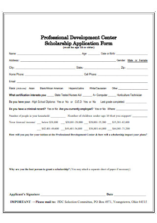 Professional Scholarship Application Form