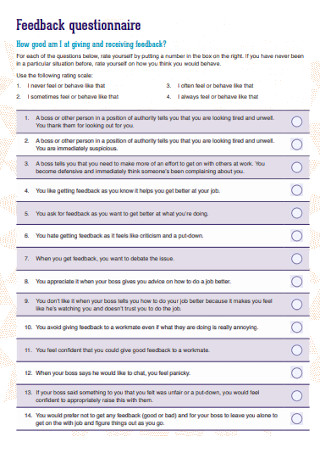 Programme Feedback Questionnaire