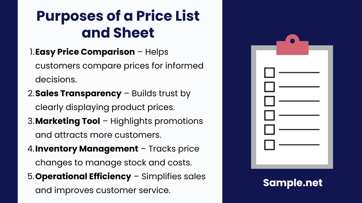 Purposes of a Price List and Sheet