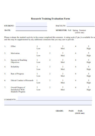 Research Training Evaluation Form