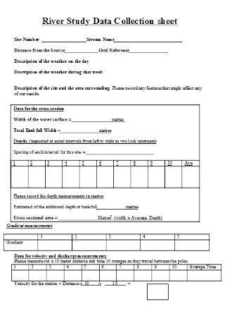 River Study Data Collection Sheet