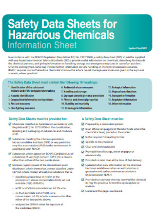 Safety Data Sheets for Chemicals