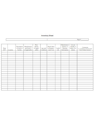 Sample Inventory Sheet Example