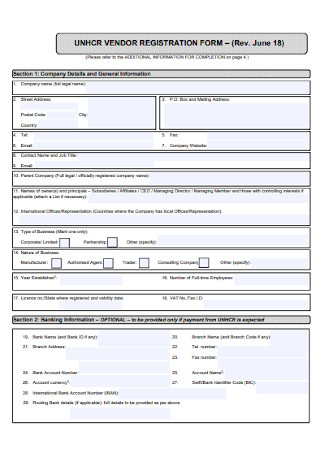 Sample Vendor Registration Form