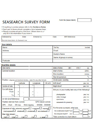 Seasearch Survey Form