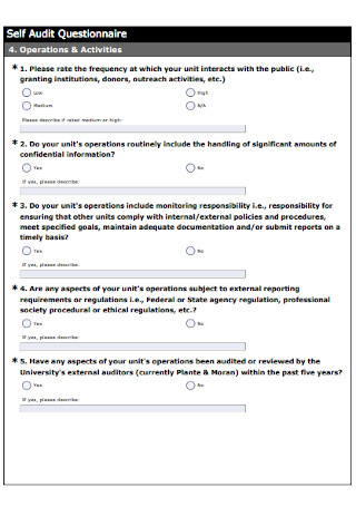Self Audit Questionnaire