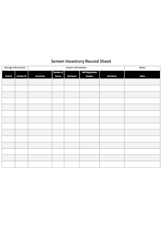 Semen Inventory Record Sheet