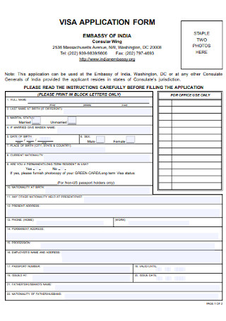Simple Visa Application Form Template