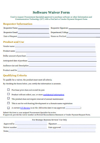 Software Waiver Form