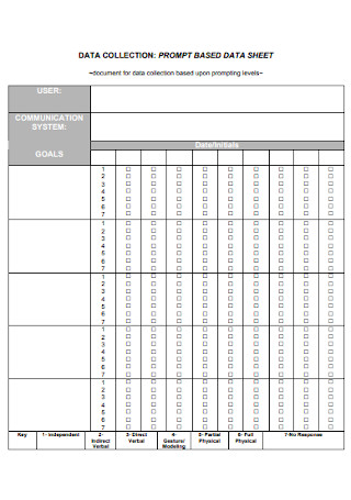 Standard Data Cpllection Sheet