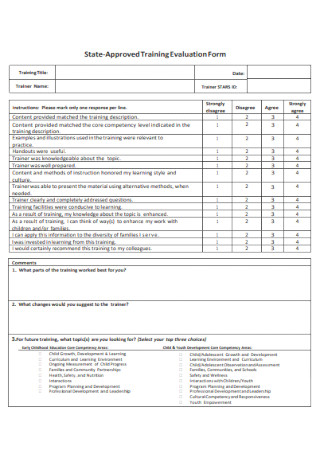 State Approved Training Evaluation Form