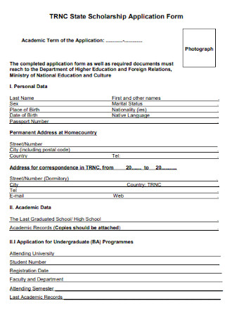State Scholarship Application Form