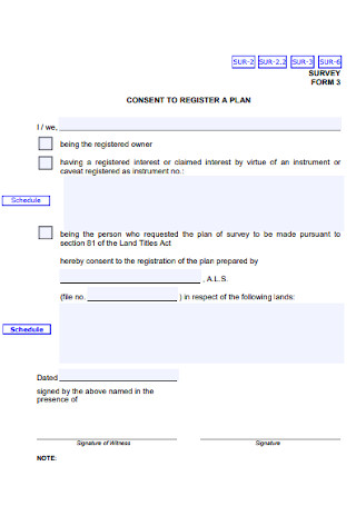 Survey Register Plan Form