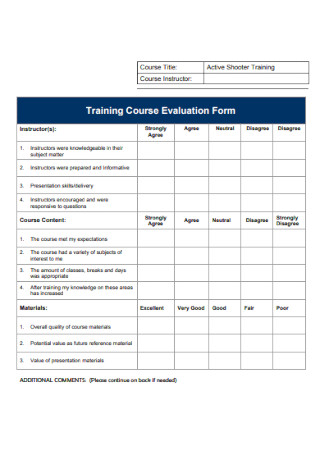 Training Course Evaluation Form 