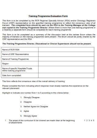 Training Programme Evaluation Form 