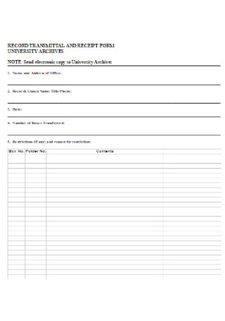 Transmittal and Receipt Form