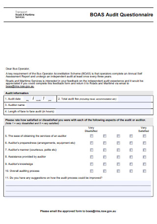 Transport Audit Questionnaire