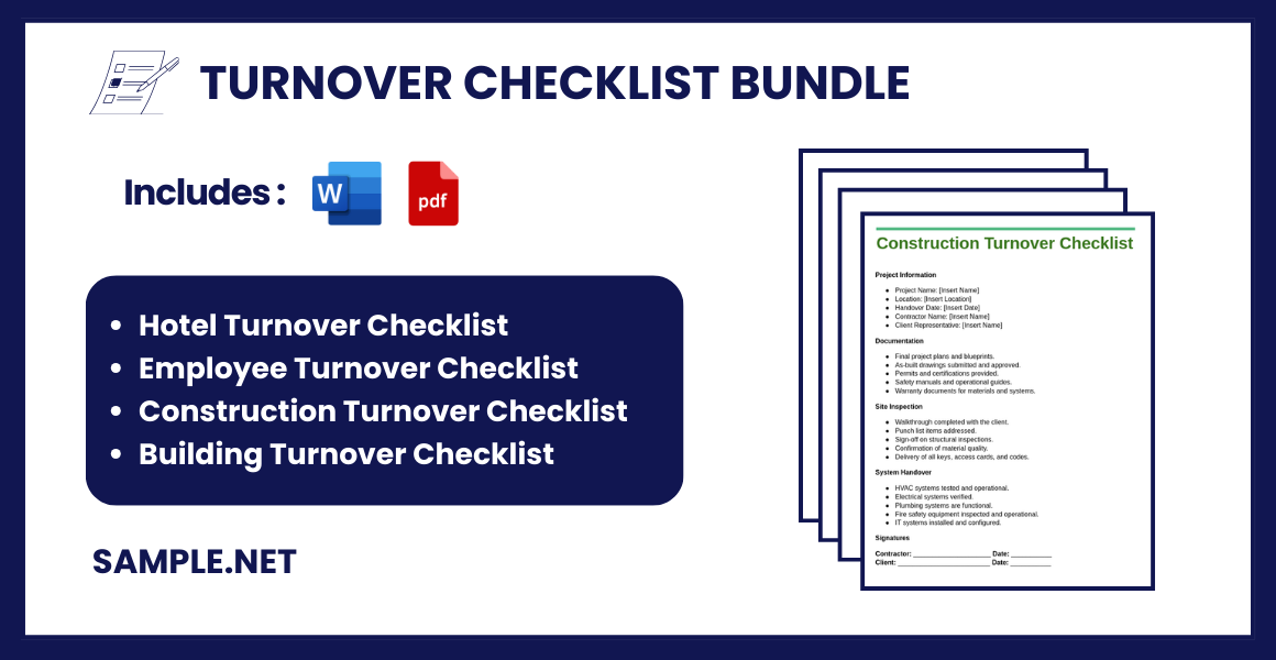 turnover checklist bundle