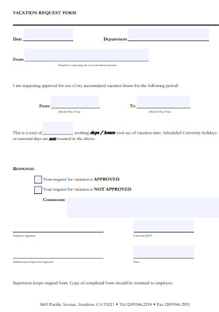 University Vacation Request Form