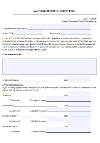 Vacation Carryover Request Form