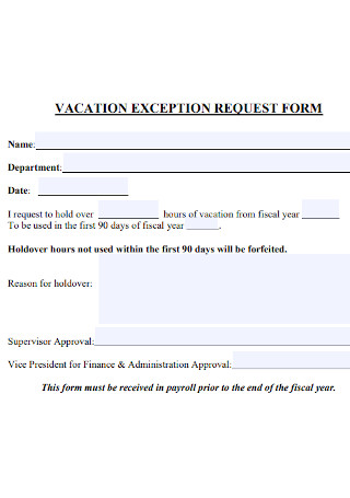 Vacation Exception Request Form